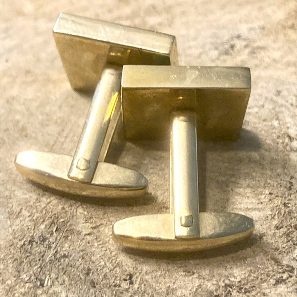 Sarah Cov. Coventry Vintage Green Jade Gold Tone Men’s Cuff Links Cuff-links - Picture 3 of 8